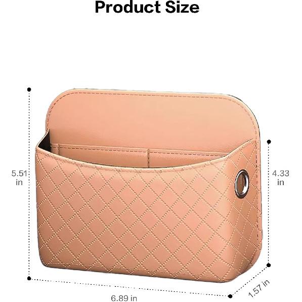 Car Door Organizer, PU Leather Storage Pouch With Strong Sticky Back For Phone, Keys - Fits Car Seat Side Pocket & Console Gap, Universal Car