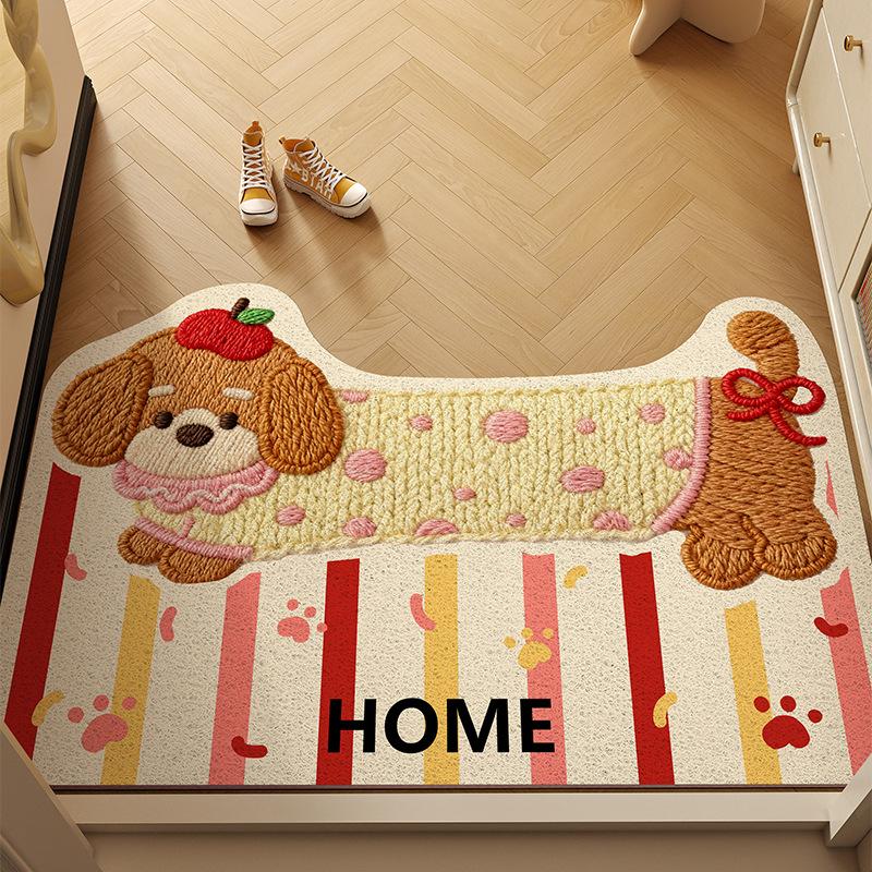 Wool Puppy Floor Mat, Door Mat, Silk Ring Non-Slip Foot Mat, Door Mat, Entrance Entrance Entrance Carpet Can Be Cut Foot Mat 40*60cm