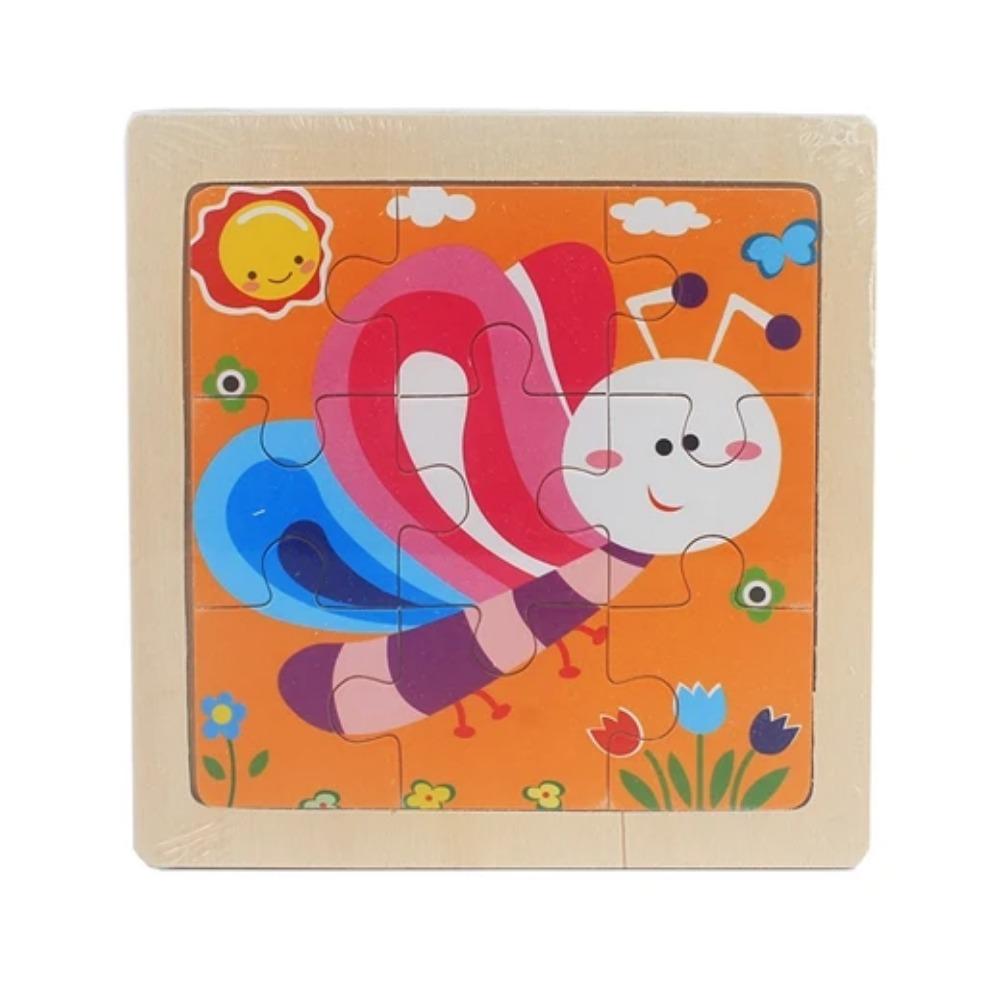 Kids Toy Wood Puzzle Small Size 11*11cm Wooden 3D Puzzle Jigsaw for Children Baby Cartoon Animal/Traffic Puzzles Educational Toy