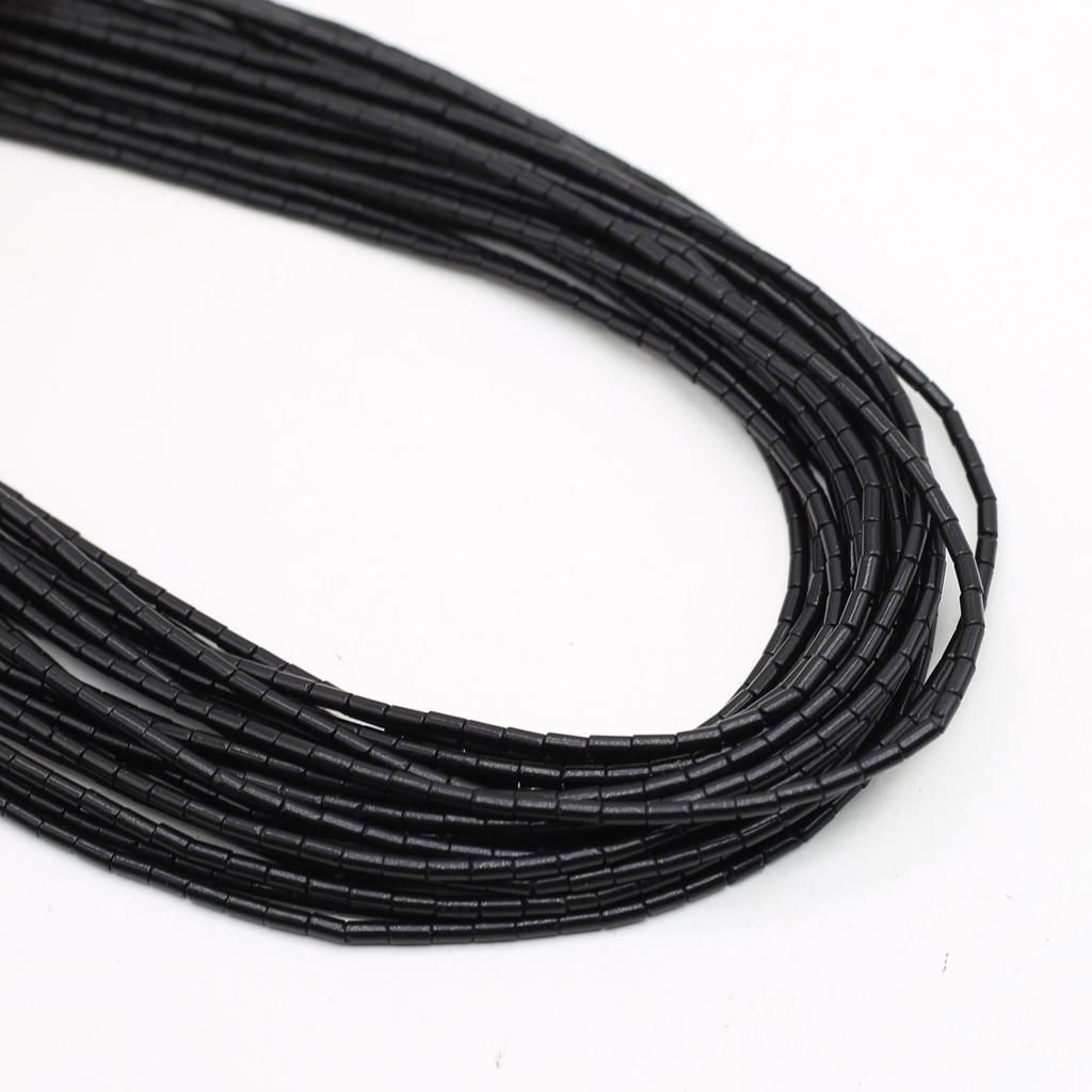 Natursteinperlen, zylindrische schwarze Achate, Perle, 2 x 4 mm, für Schmuckherstellung, DIY-Halskette, Armband, Ohrringe, Zubehör