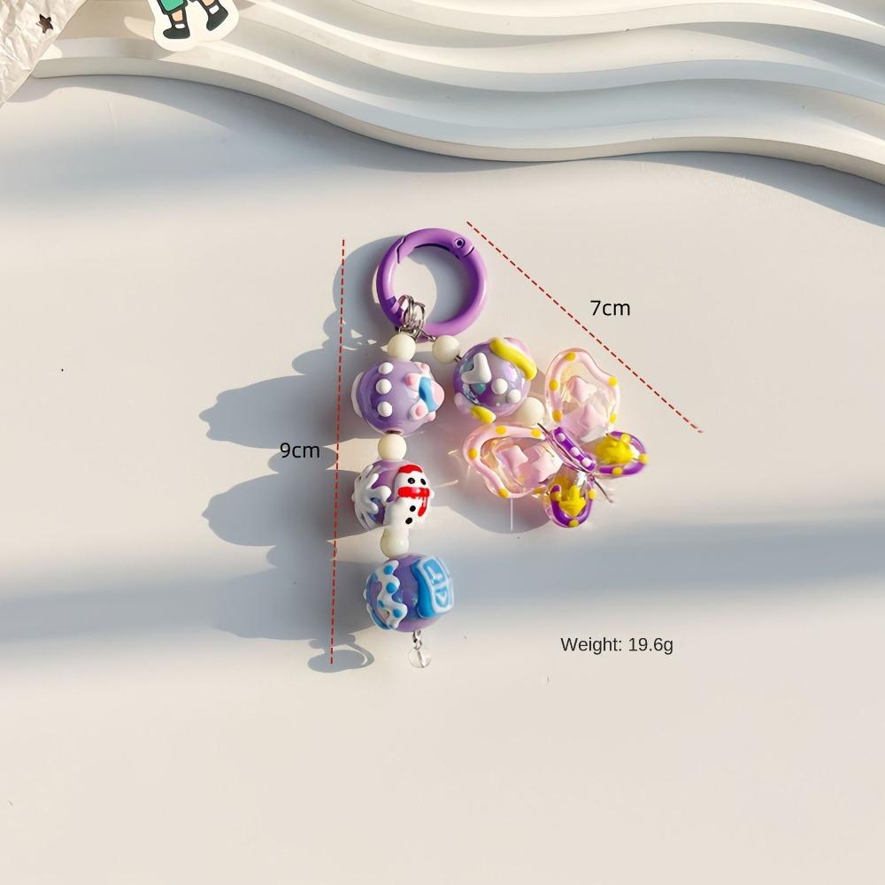 Beaded Pendant Hand-painted Beads Bag Pendant Sweet Butterfly Keyrings Backpack Decoration