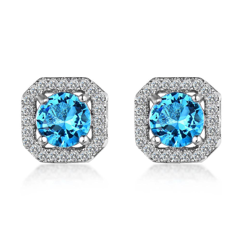 Square Zircon White Womens Earrings of High Quality