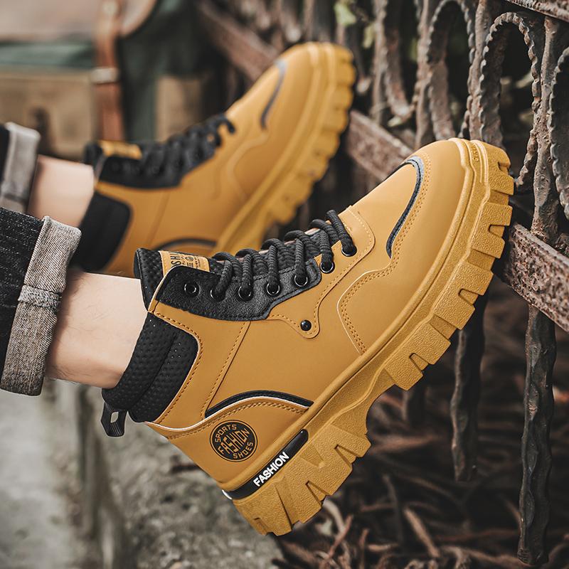 Fashion Men Boots Winter High Top Work Boots Breathable Comfortale Men Ankle Boots No-slip Mens Casual Shoes Walking Sneakers