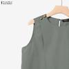 ZANZEA Women Sleeveless Vest Tops and Pants Casual Two Piece Suit Sets