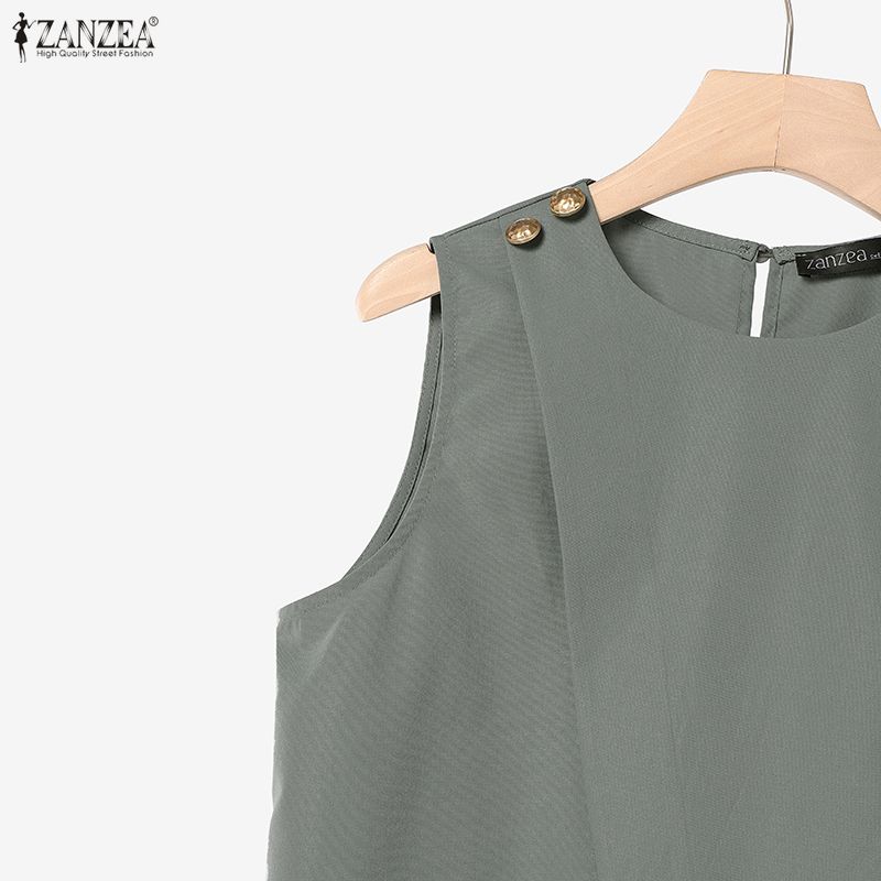 ZANZEA Women Sleeveless Vest Tops and Pants Casual Two Piece Suit Sets