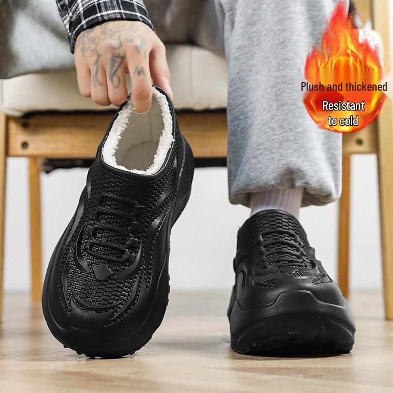 

Мужские водонепроницаемые нескользящие плюшевые резиновые сапоги и высокие поварские туфли 44-45