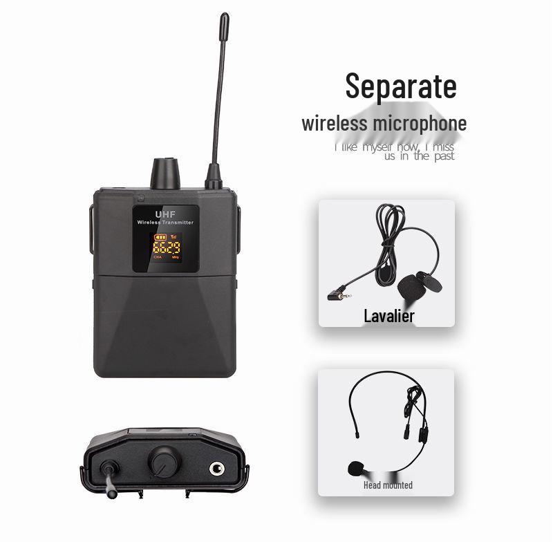 UHF Wireless Lapel Clip Microphone & Headset for Stage Performance and Teacher Amplification