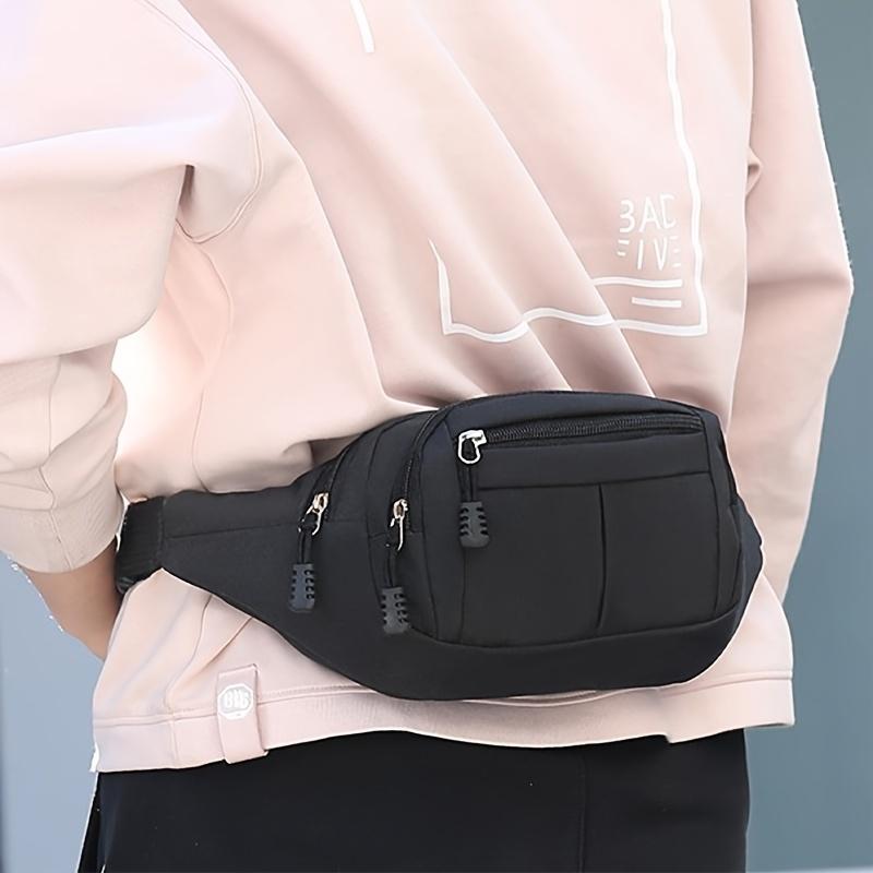 

Men S Simple Fashion Waist Bag Casual Large Travel Motorcycle Fanny Pack чёрный