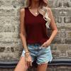 2024 Summer Sexy Backless V-Neck Waffle Knit Tank Top - Women's Casual Sportswear