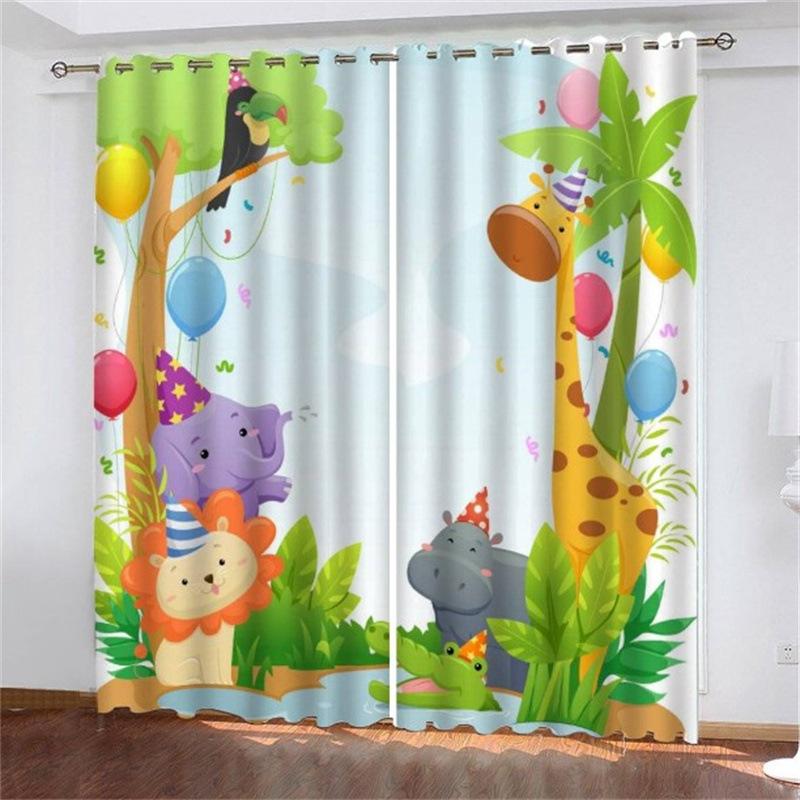 Curtain Forest Zoo Cartoon Children 3D Digital Printing High Density Blackout