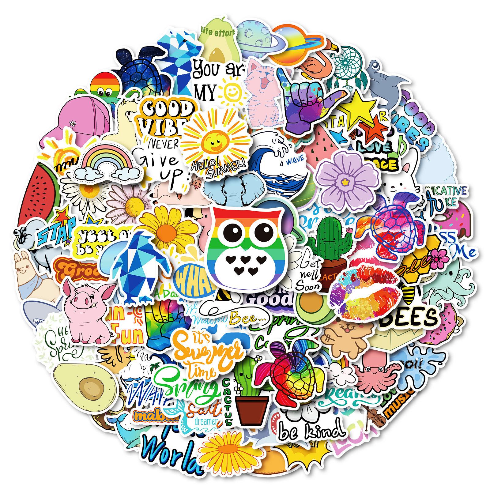 

100 Креативных расписанных вручную наклеек для губ для Белого Кролика, Арбуза, Хризантемы, смешивай и сочетай без повторяющихся наклеек