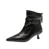 8766-1 French Pointed Retro Thin Heel High Heel Fashion Boots 2025 Winter New Pleated Thin Boots Women's Boots