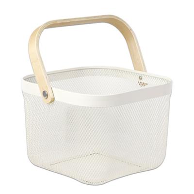 Tamatoshi Fruits Vegetables Food Towels Small Items Storage Basket Steel Mesh Fruit Wire Basket Cash Register Shopping Basket Stylish with Handles