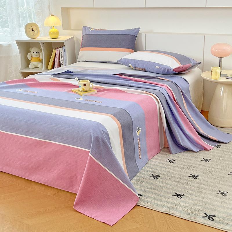 Class A Pure Cotton Thickened Old Coarse Cloth Bed Sheet Single Piece Student Dormitory Single Cotton Quilt 3pcs