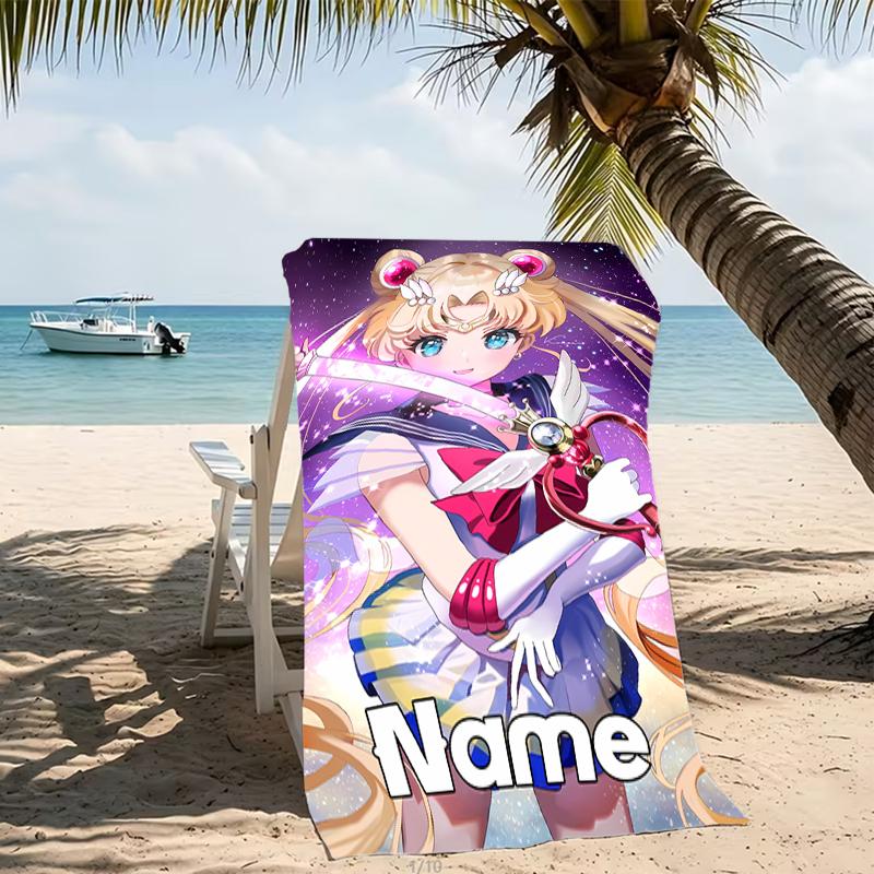 Customizable Personalized Beach Towels Sailor Moon Themed designs.Suitable for the Beach, Yoga, Sports;ideal As Beach Accessories