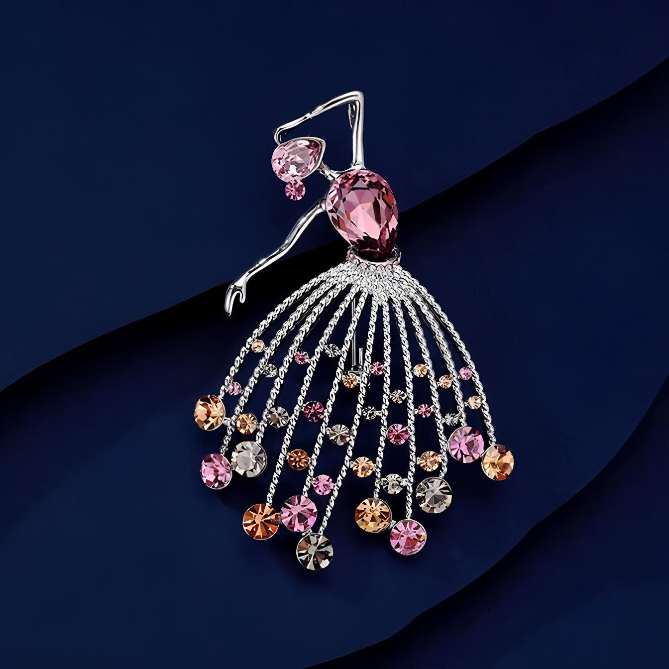 

Брошь «Балерина», Высококлассная и Элегантная Хрустальная Корсажная Брошь, Нишевый Дизайнерский Брошь красный/фиолетовый