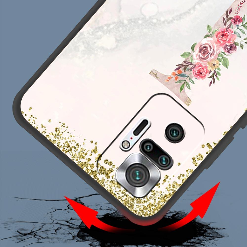 Flowers Letter Phone Case For Xiaomi Redmi Note 14 13 5G 10 11 12 Pro Plus 4G 14C 13C 12C 10C Black Cover