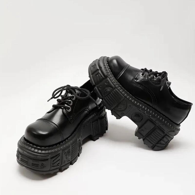 Sneakers Vintage Punk Style Women's Men Platform Shoes For Round Toe CoolHeight Increasing Ankle Boots Spring Autumn Lace Up