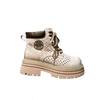 Thick-soled hollowed-out lace-up Martin boots for women's 2025 autumn new fashionable versatile small height-increasing casual short boots