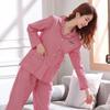 Women's Plaid Cotton Pajamas Set - Long Sleeve Cardigan for Spring, Summer, and Autumn.