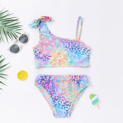 Mädchen Badeanzug Bikini Set Zweiteilig Buntes Leopardenmuster Badeanzug Für 7-14J