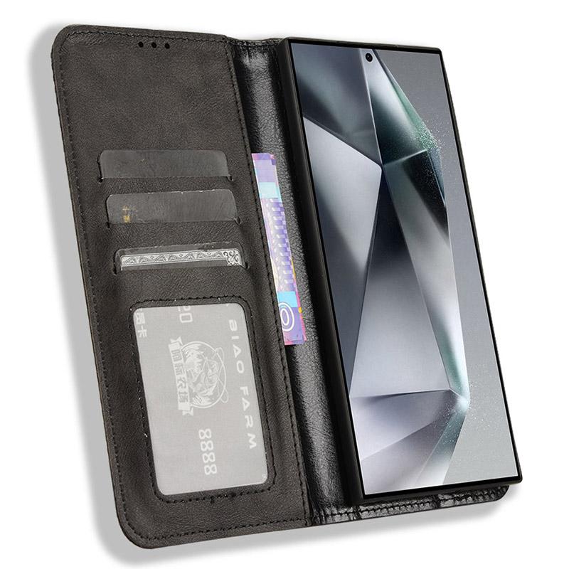 

For Samsung Galaxy S24 Ultra PU Leather Case Flip Phone Wallet Cover Black