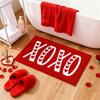 Valentines Bathroom Rug Red Pink White Love Heart XOXO Absorbent Non Slip Anniversary Wedding Floor Mat Home Decoration