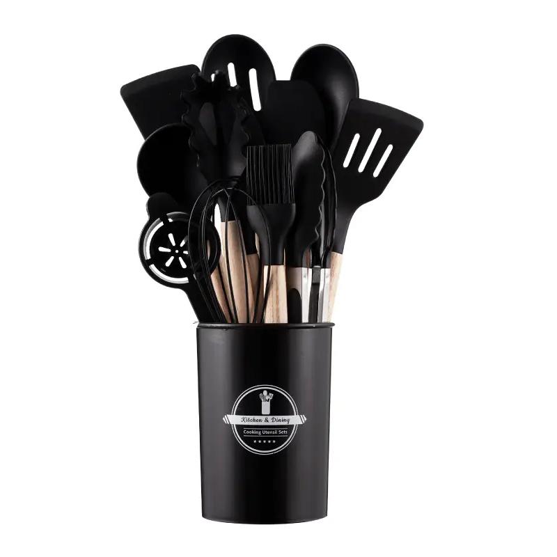 14pcs silicone utensil set with plastic holder