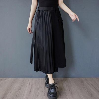Black Cotton Plus Size High Waist Vintage Pleated Summer Casual Loose Long for Woman Skirts Womens Skirt