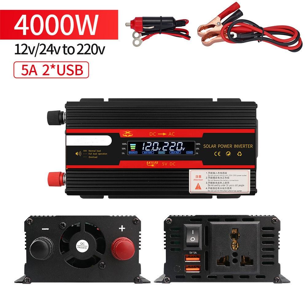 1000W/3000W/4000W/6000W High Power Universal USB Car Inverter 12v24v To 220V Household Power Converter Portable Sine Wave Inverter