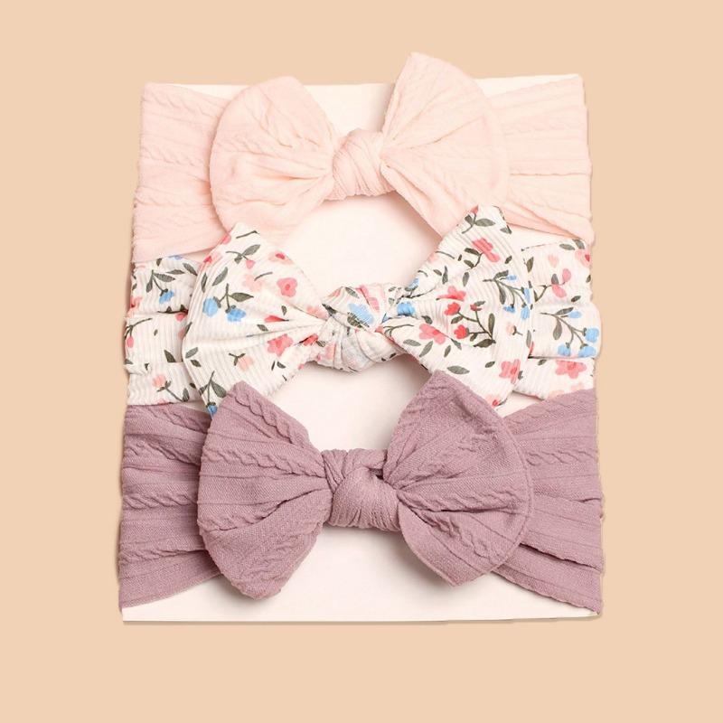 

3Pcs new children s headscarf, baby cute bow headband combination, comfortable baby headband.