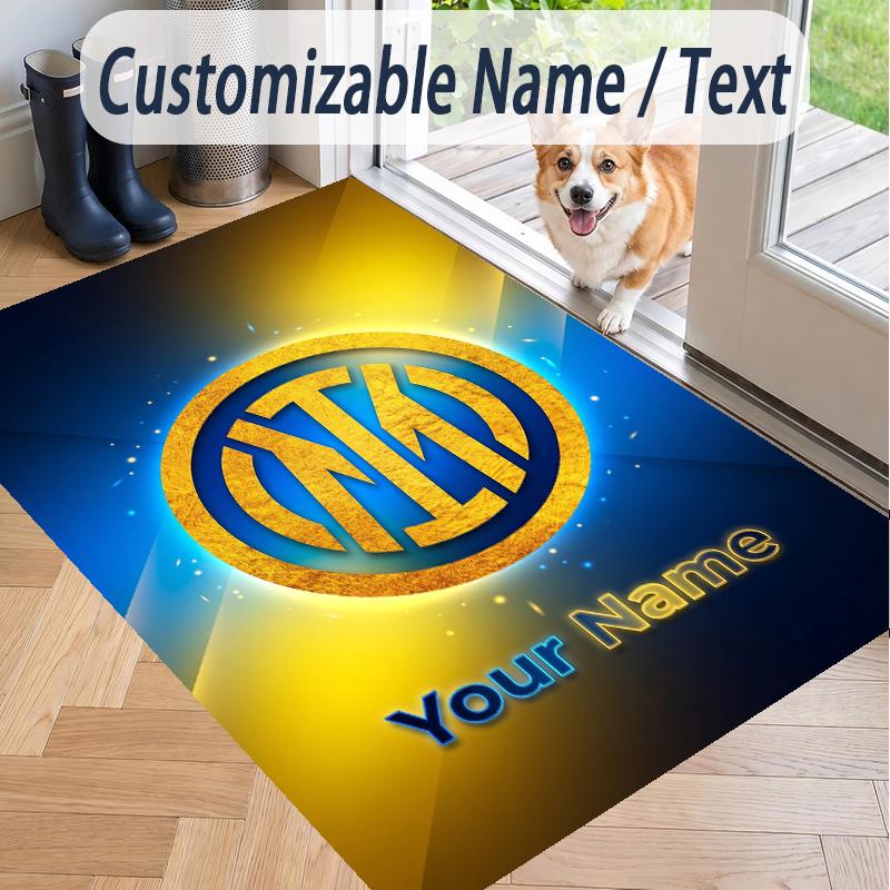 Custom Text Printed Rug Inter Milan Non Slip Floor Carpet For Home Room Decor