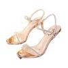 Crystal high heels women's new transparent one-word strap sandals high heel thick heel summer