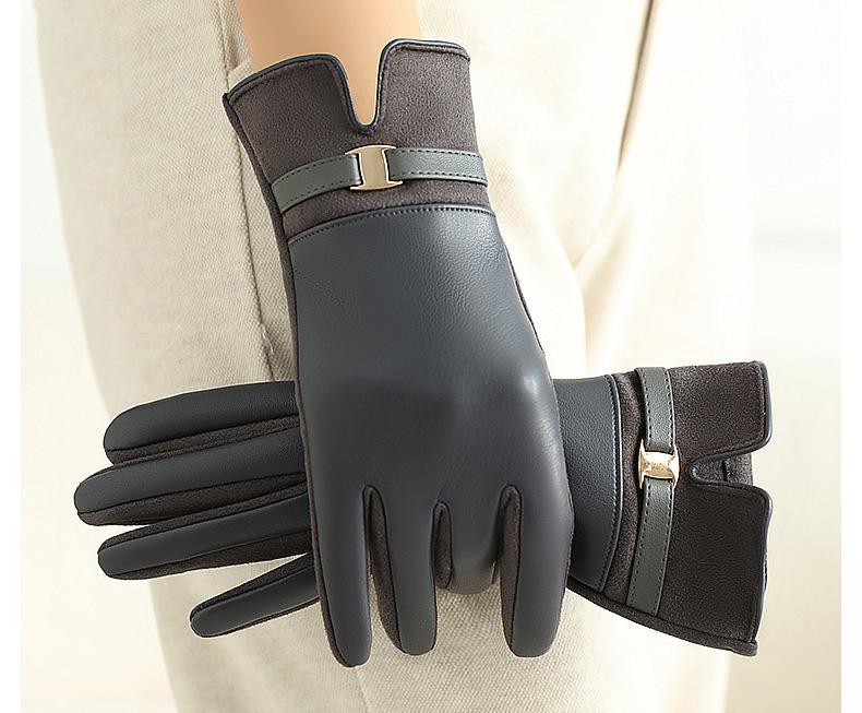 Winter Warm Outdoor Cycling Windproof Waterproof New High End Sweet Cool Wind Plush PU Women Gloves