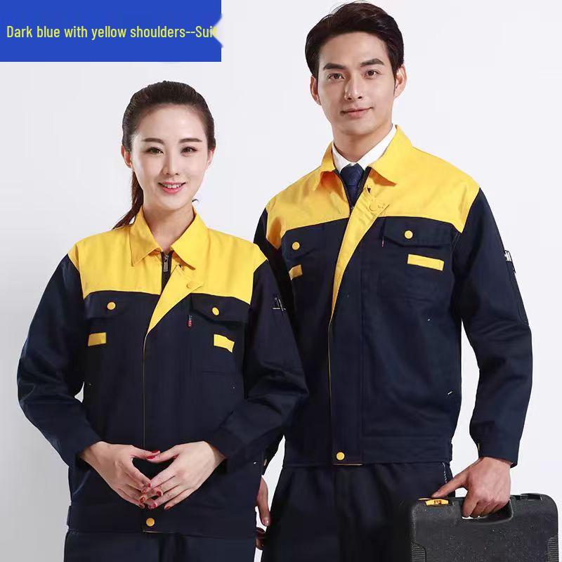 Men's Wear-Resistant Long Sleeve Workwear Set for Spring & Autumn: Ideal for Workshop, Auto Repair, Construction, and Electrical Mechanic Jobs.