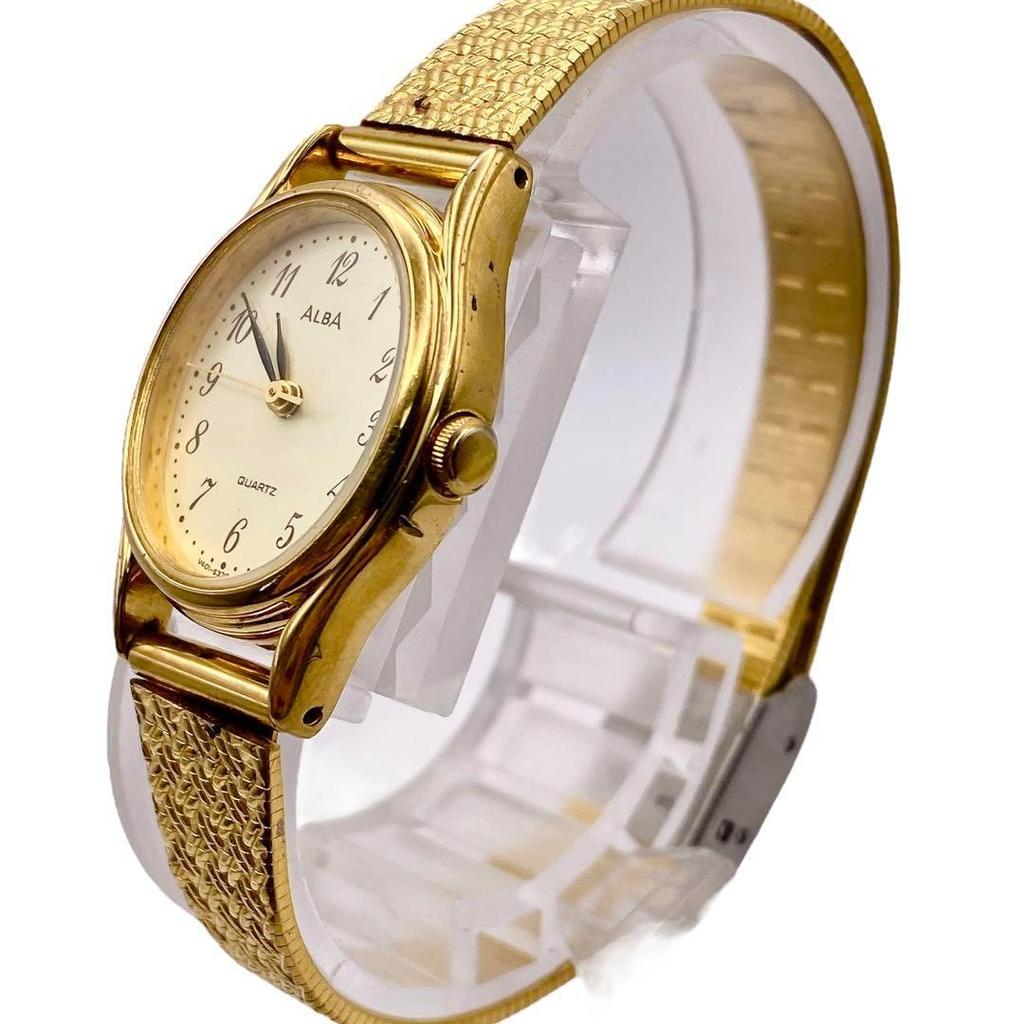 [USED] SEIKO ALBA Oval Gold Quartz Women's Watch 1192