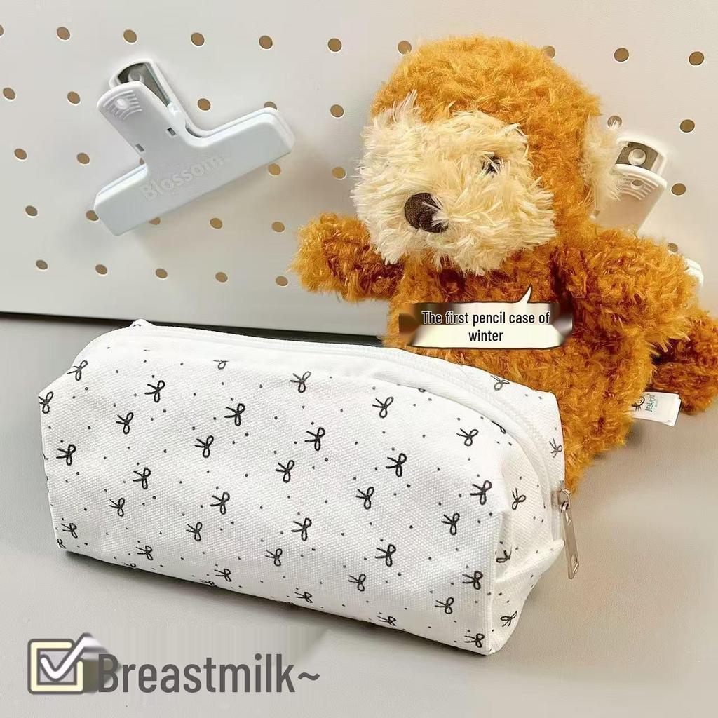 High-Capacity Cute Bow Makeup & Stationery Bag for Students