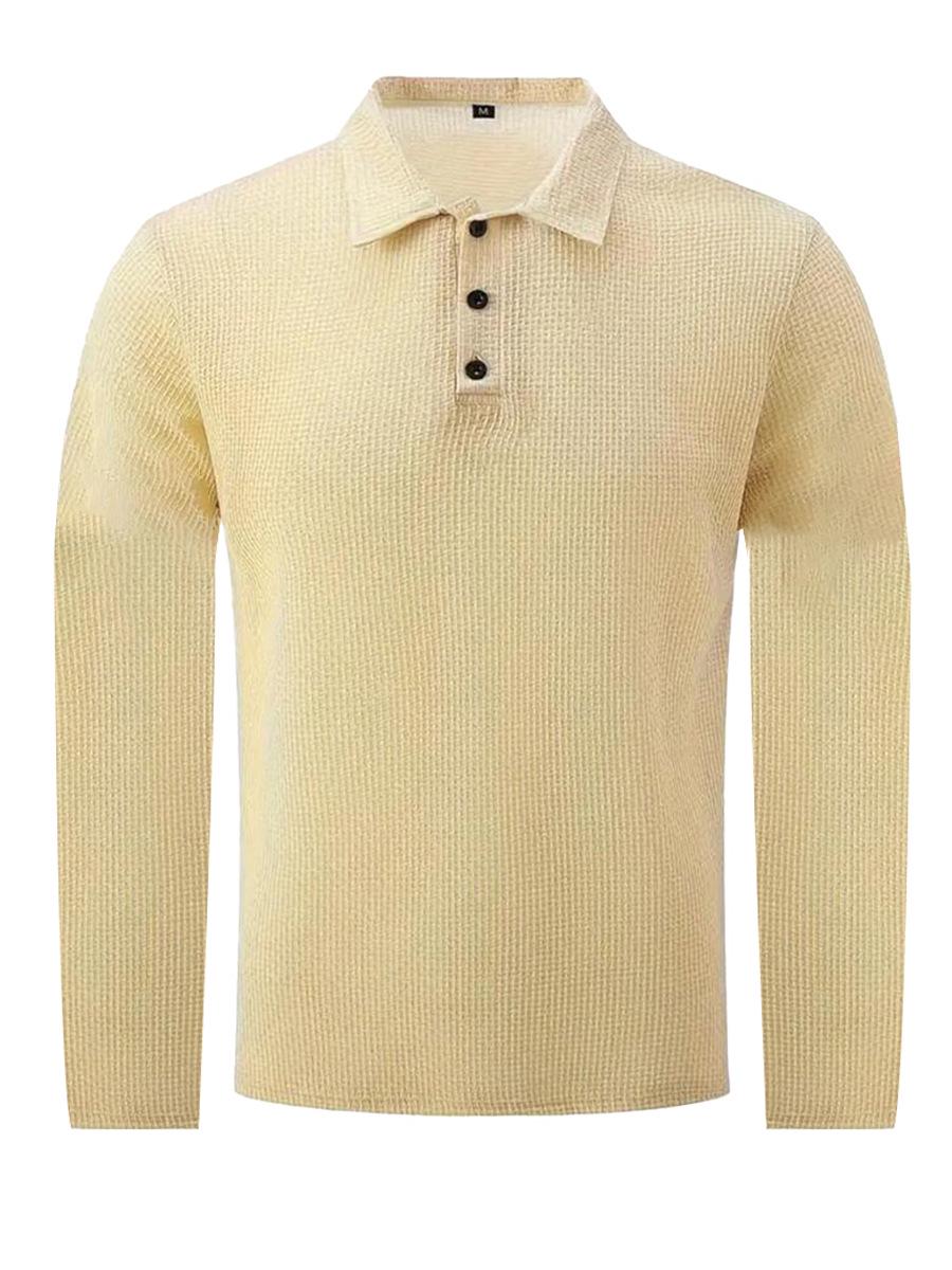 

Мужская футболка с длинным рукавом из высококачественного ледяного шелка с сеткой и воротником - однотонная летняя расцветка L бежевый