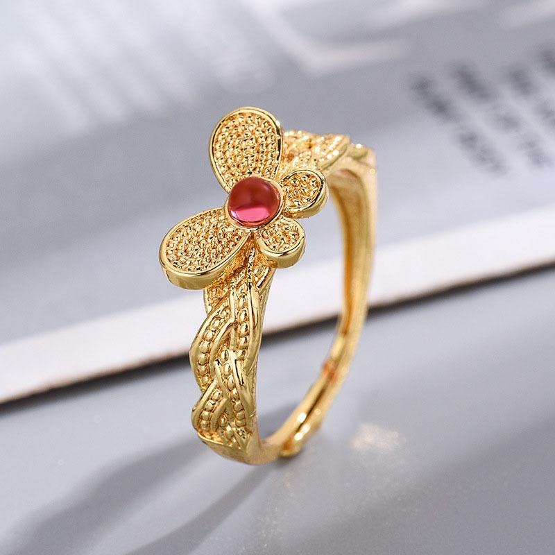 

Elegant Pink Rose Butterfly Ring For Women Stylish Adjustable Fashionable Copper Jewelry