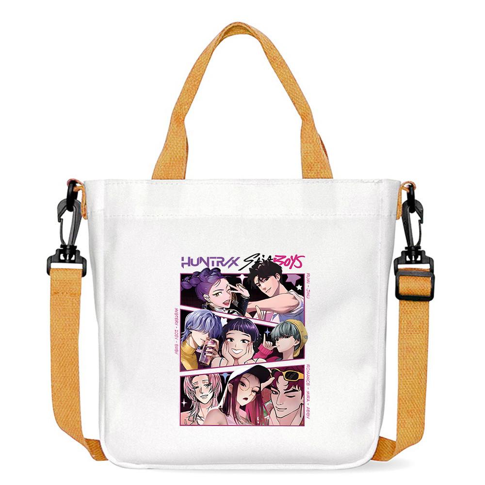 Kids Girls Kpop Hunters Derpy Rumi Zoey Mira Printed Student Lightweight Crossbody Bag Casual Canvas Shoulder Bags
