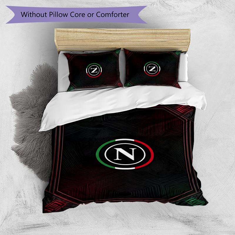 Set Lenzuola 3 Pezzi Stampato Napoli FC Traspirante Copripiumino con Federe Biancheria da Letto Decorativa per Camera da Letto Casa