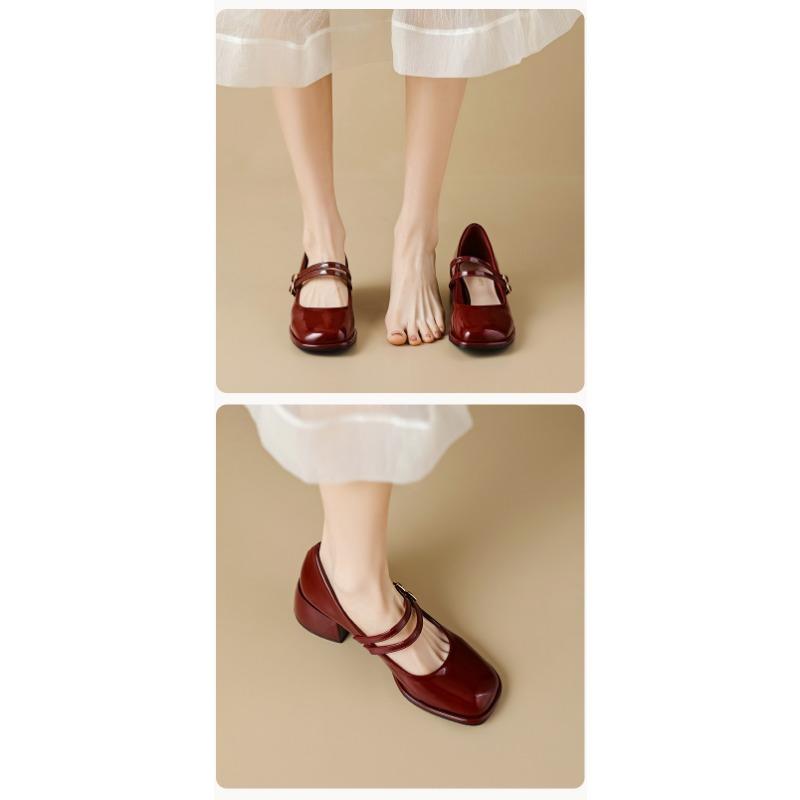 French Shoes Women Chunky Heel Small Leather Shoes Retro Devotion
