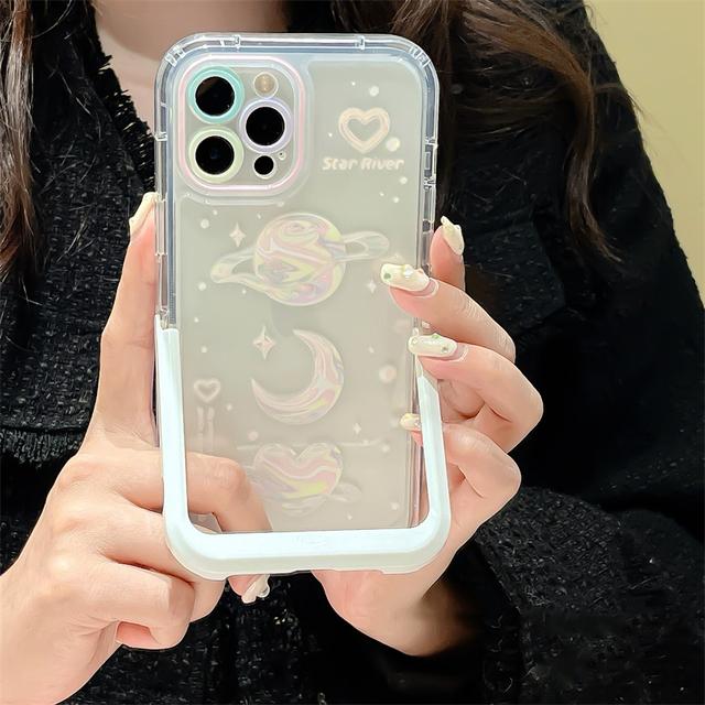 

Ins Dream Planet белый кронштейн-держатель чехол для телефона для Iphone 13 12 11 Pro Max 13 Pro 14 Plus скрытая подставка прозрачный противоударный чехол For iPhone 13