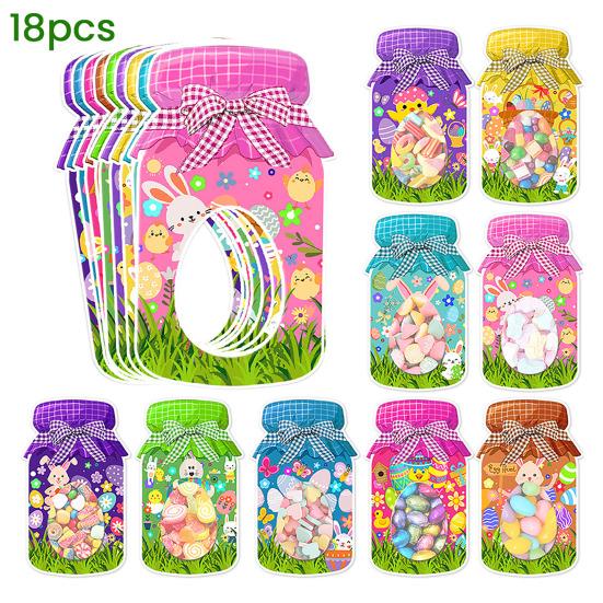 Easter Mason Jar Cards with Clear Treat Bags Happy Easter Exchange Greeting Cards Bottle Shaped Paper Card Craft