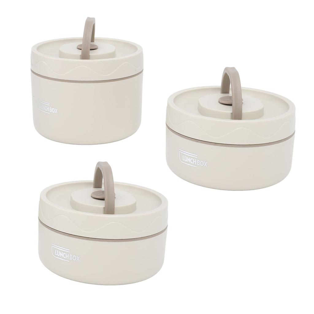 Insulated Lunch Container 304 Stainless Steel Leakproof Portable Round Thermal Bento Box with Lid and Thermal Bag