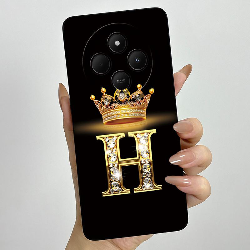 

For Xiaomi Redmi 14C 4G Phone Case Crown Initial Letter Silicone Soft Couple Back Cover For Redmi14C 14 C Poco C75 Coque Capa Redmi 14C
