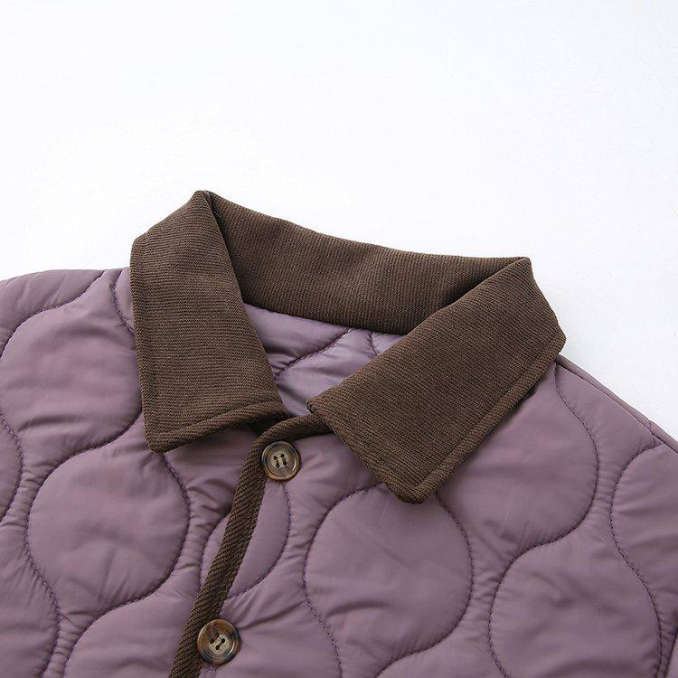 2025 Autumn/Winter Retro Lapel Cotton Jacket - Versatile Quilted Warm Short Coat for Women