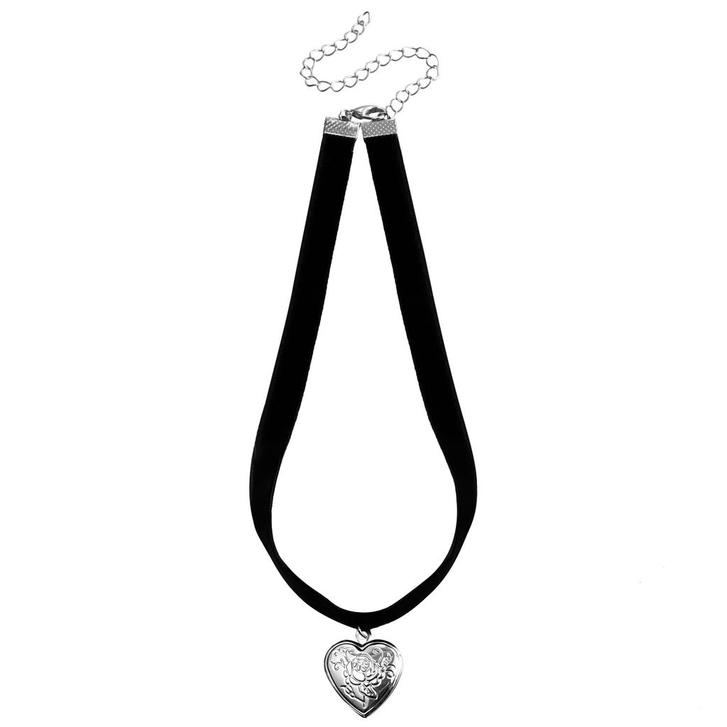 Jewelry Simple Neck Chain Black Ribbon Open Lid Diamond Love Necklace Female Beauty Necklace