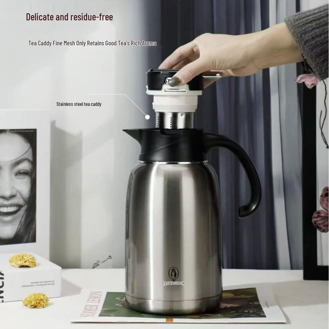 

Crystal Noble 316 Stainless Steel Thermos Flask with Tea Infuser - Large Capacity Water Bottle for Home, Office, Hotel, or Restaurant Crystal Noble