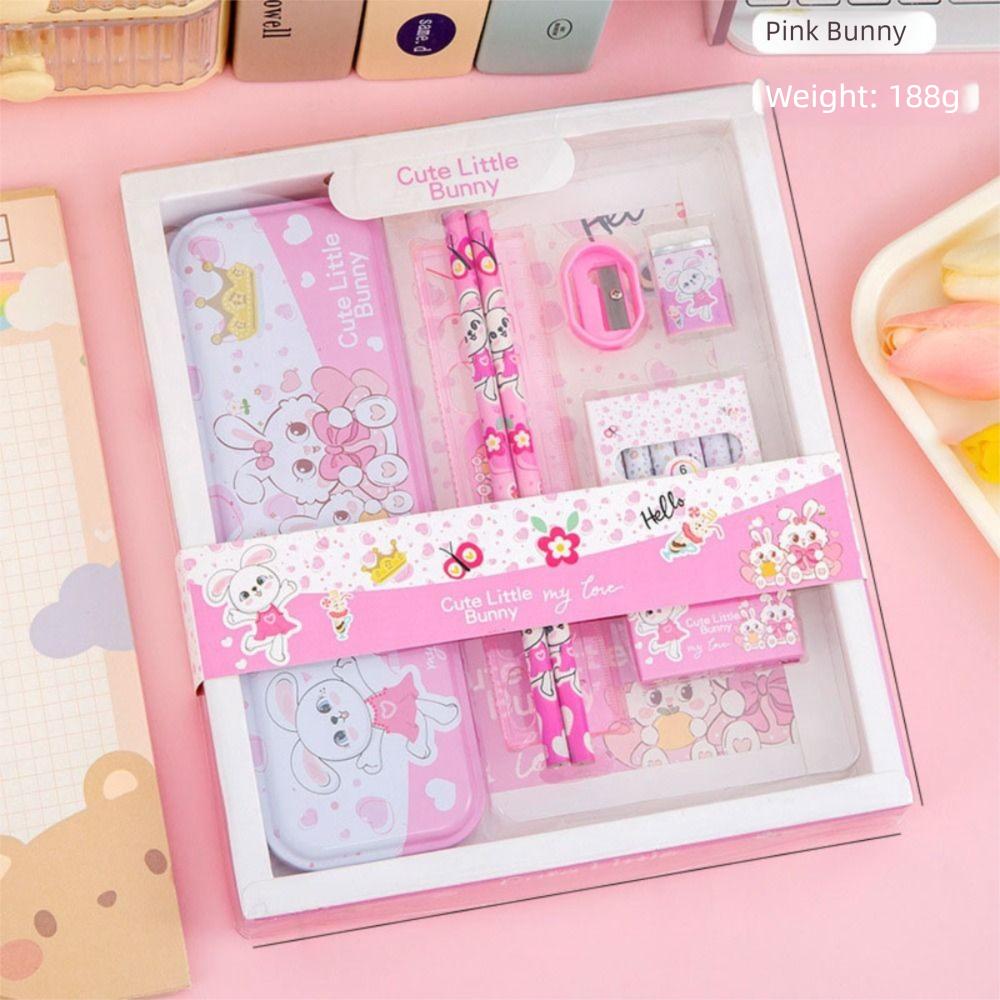 Rulers Pencil Eraser Set Colored Crayons Stationery Gift Box Study Stationery Set  School Supplies